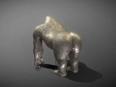 Gorilla Bronze Statue Low-poly 3D model