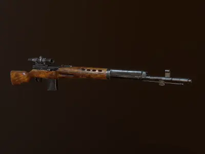 Tokarev SVT sniper rifle Low-poly 3D model Low-poly 3D model