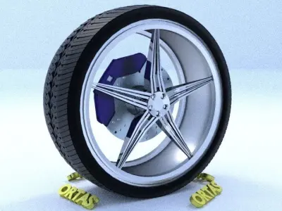 ORTAS CAR RIM 47 GAME READY RIM TIRE AND DISC 3D model