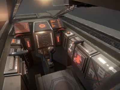 Light Assault Craft Fighter and Cockpit Low-poly 3D model