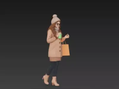 Black Friday Woman 3D Model with Shopping Bag 3D print model