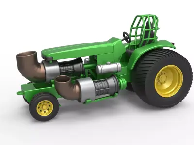Pulling Tractor JD with 3 jet engines Scale 1 to 25 3D print model