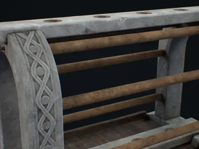 Medieval Weapon Rack -PBR- Game Ready Low-poly 3D model