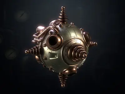 SteamPunk Droids Low-poly 3D model