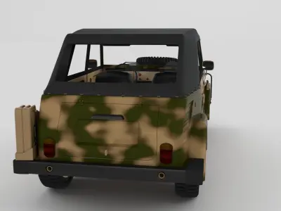 VW Type 181 Army with interior top up  3D model
