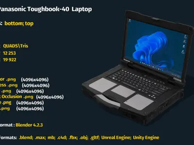 Rugged Panasonic Toughbook-40 Laptop 3D model