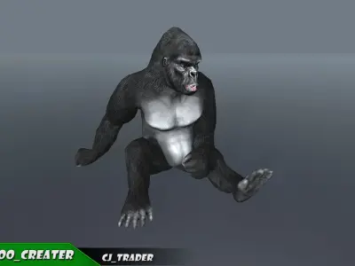 Lowpoly Gorilla Rigged 3D Model Low-poly 3D model