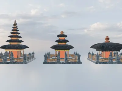 Pura Bali temple indonesian base asset library Low-poly 3D model
