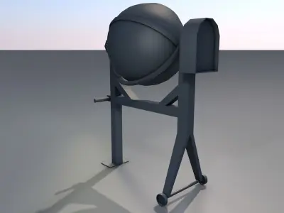 Low poly Cement Mixer ready for texturing and game with material Low-poly 3D model