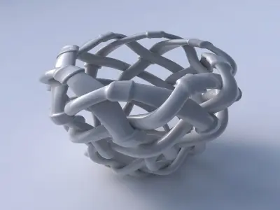 Bowl cylindrical with interlacing soft edged lattice and ribb... 3D model