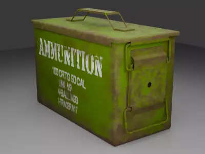 Military Ammunition Realistic Rusty Metal Ammo Box Game Asset Low-poly 3D model
