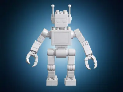 Lego Style Robot 3D Print Model 3D print model