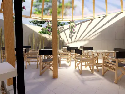 Outdoor Cafe Design 7x10 m SketchUp Only 3D model