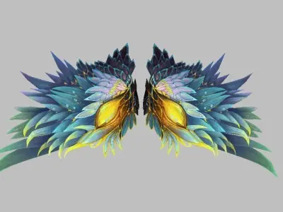 King Blue Wing Low-poly 3D model