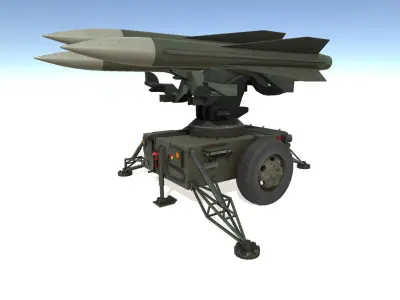 Military Set missile launcher Low-poly 3D model