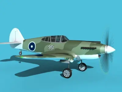 Curtiss P-40B Tomahawk V12 Australia 3D model