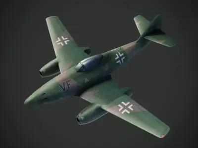 Messerschmitt Me-262 painted game model Low-poly 3D model Low-poly 3D model