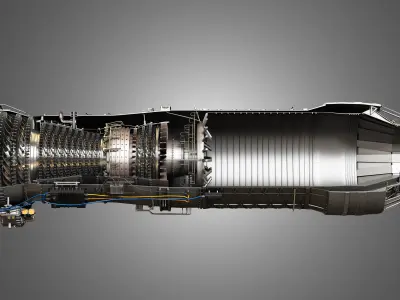 F100 - PW - 220 Turbofan Engine - Cutaway 3D model