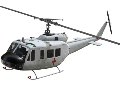 Civilian and Medical UH-1H huey Low-poly 3D model