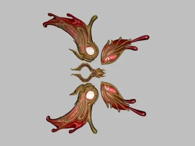 Red Gold Wing Low-poly 3D model