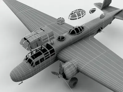 Mitsubishi G3M Nell Aircraft WWII Low-poly 3D model
