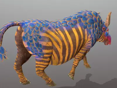 Mythical Zebra COW RUNNING animal 3D model