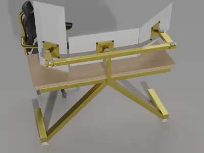 computer on the table Free low-poly 3D model