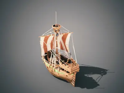 Cog ship Low-poly 3D model
