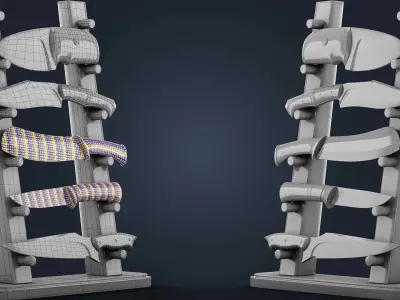 200 Knife Base Mesh Collection Game Ready Video Tutorial Low-poly 3D model