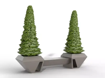 Futuristic Road Bench Low-poly 3D model
