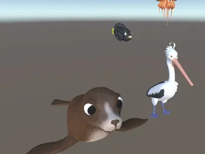 3D Cartoon Sea Creature Pack Low-poly 3D model