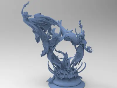 Dantes Angel flame statue collection 3D model