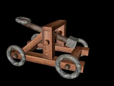 Catapult 3D wooden cannon Free 3D model