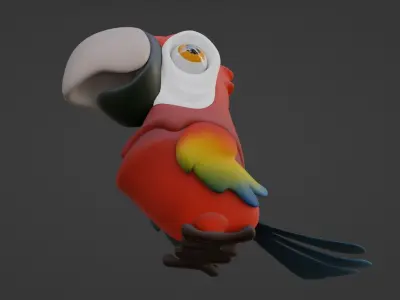 Cartoon Macaw Not Rigged 3D model