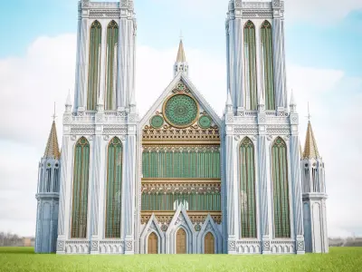 GOTHIC CATHEDRAL SET Low-poly 3D model