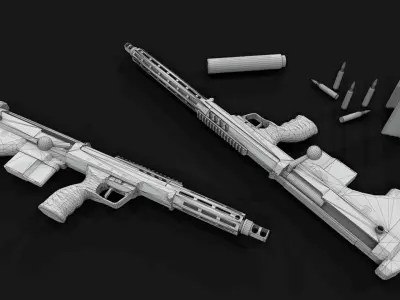 Desert Tech SRS-A2 Bullpup Sniper Rifle Low-poly 3D model
