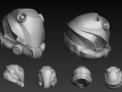 Set of a Sci-Fi Heads Part 1 3D model