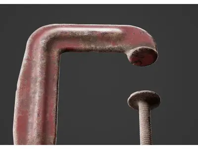 Red C-Clamp Workshop Tool 3D model