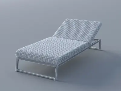 Outdoor Metal and Fabric Sunlounger Sunbed 3D model