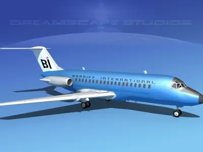 Douglas DC-9-20 Braniff Intl 3D model