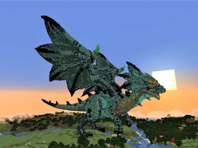 Green Dragon Minecarft Schematic Free low-poly 3D model