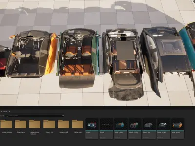 6 Highly detailed CAR Sedan Interior Bundle-unreal-vray-redshift 3D model