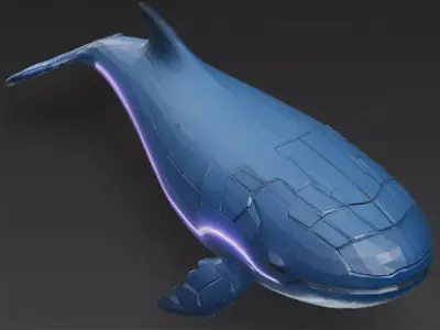 Cartoon Cyberpunk Whale 3D model