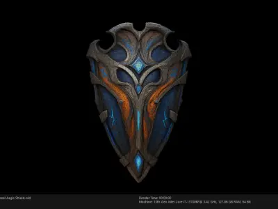 Low Poly Stylized Ethereal Aegis Shield Low-poly 3D model