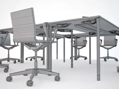 Conference Chair and Table 01 Free 3D model