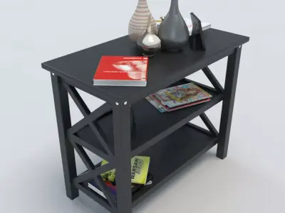 Table-4 table with two shelves Free 3D model