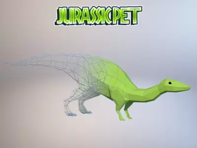 Plateosaurus jurassic pet Low-poly 3D model