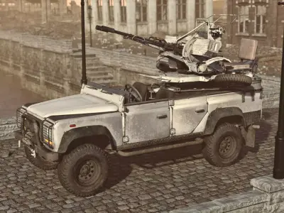 AA 2 Barrels Vehicle for DAZ3D 3D model