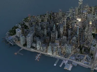 Manhattan Lower Night Low Poly