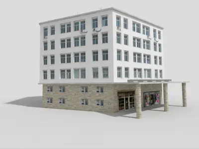 Commercial Building Low-poly 3D model